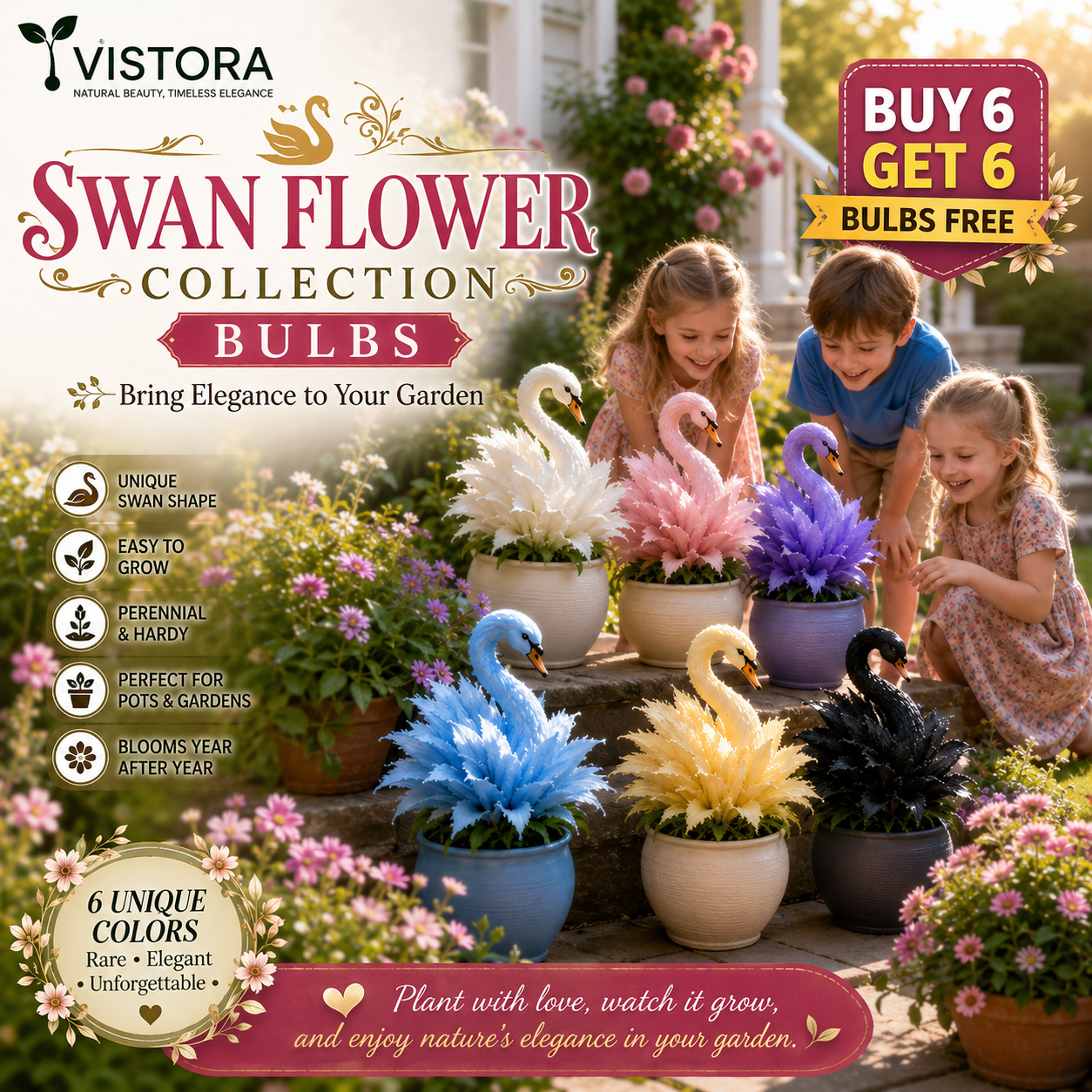 🦢SWAN FLOWER COLLECTION BULBS - TURN YOUR GARDEN INTO A LIVING SWAN PARADISE🌼Buy 6 Get 6 Free Bulbs🌼