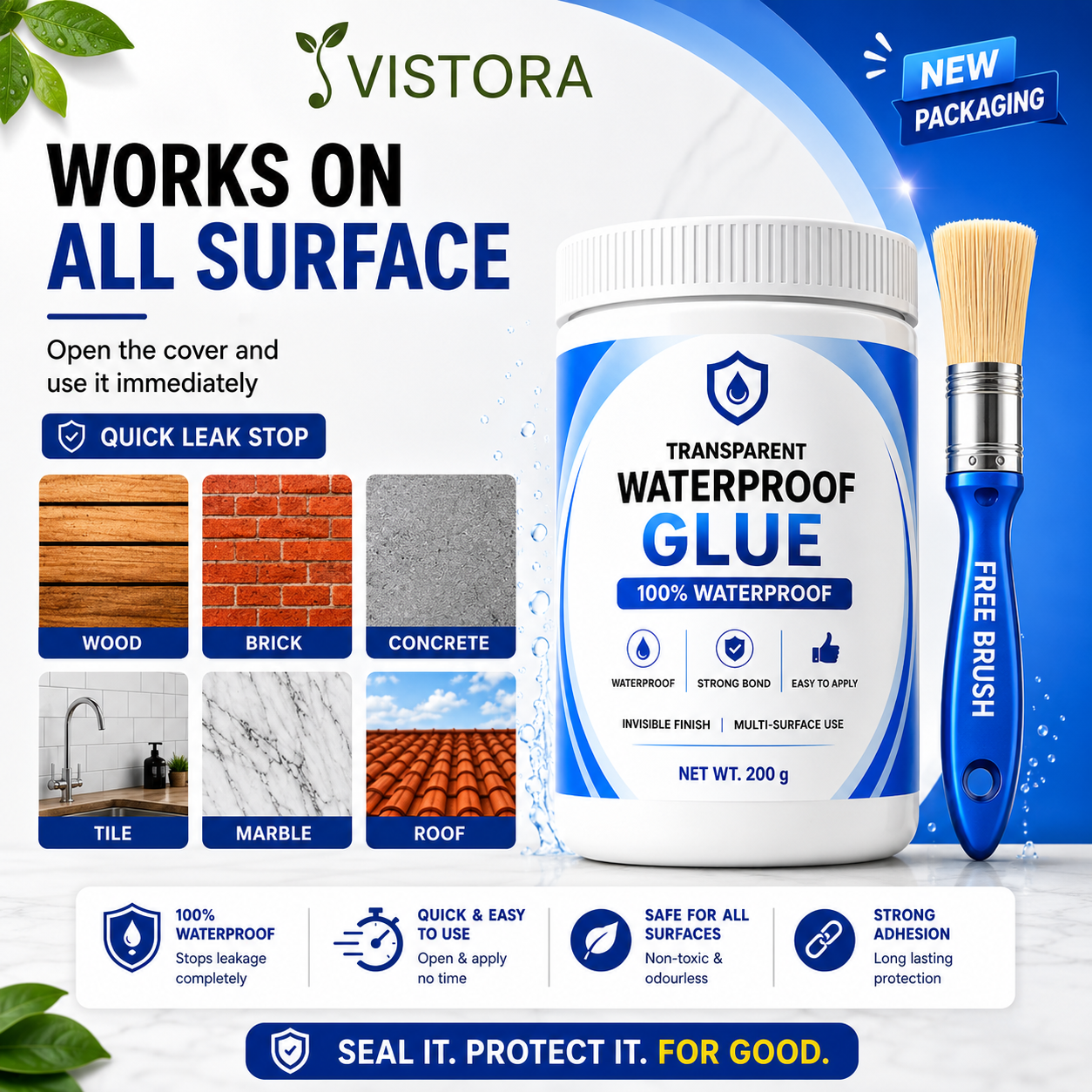 🔥Powerful Transparent Waterproof Glue (Buy 1 Get 1 Free) + Free Brush 🔥