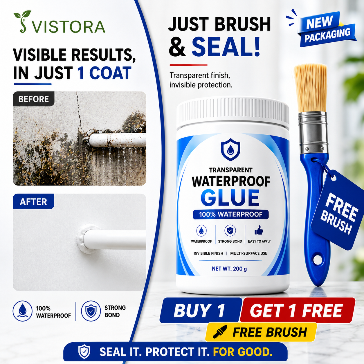 🔥Powerful Transparent Waterproof Glue (Buy 1 Get 1 Free) + Free Brush 🔥