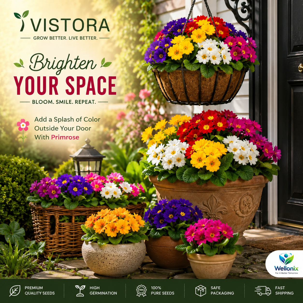 🌼Buy 1 Get 1 Free🌼 Premium Primrose Flower Seeds – Mixed Colors | FREE Gardening Gift Included 🎁