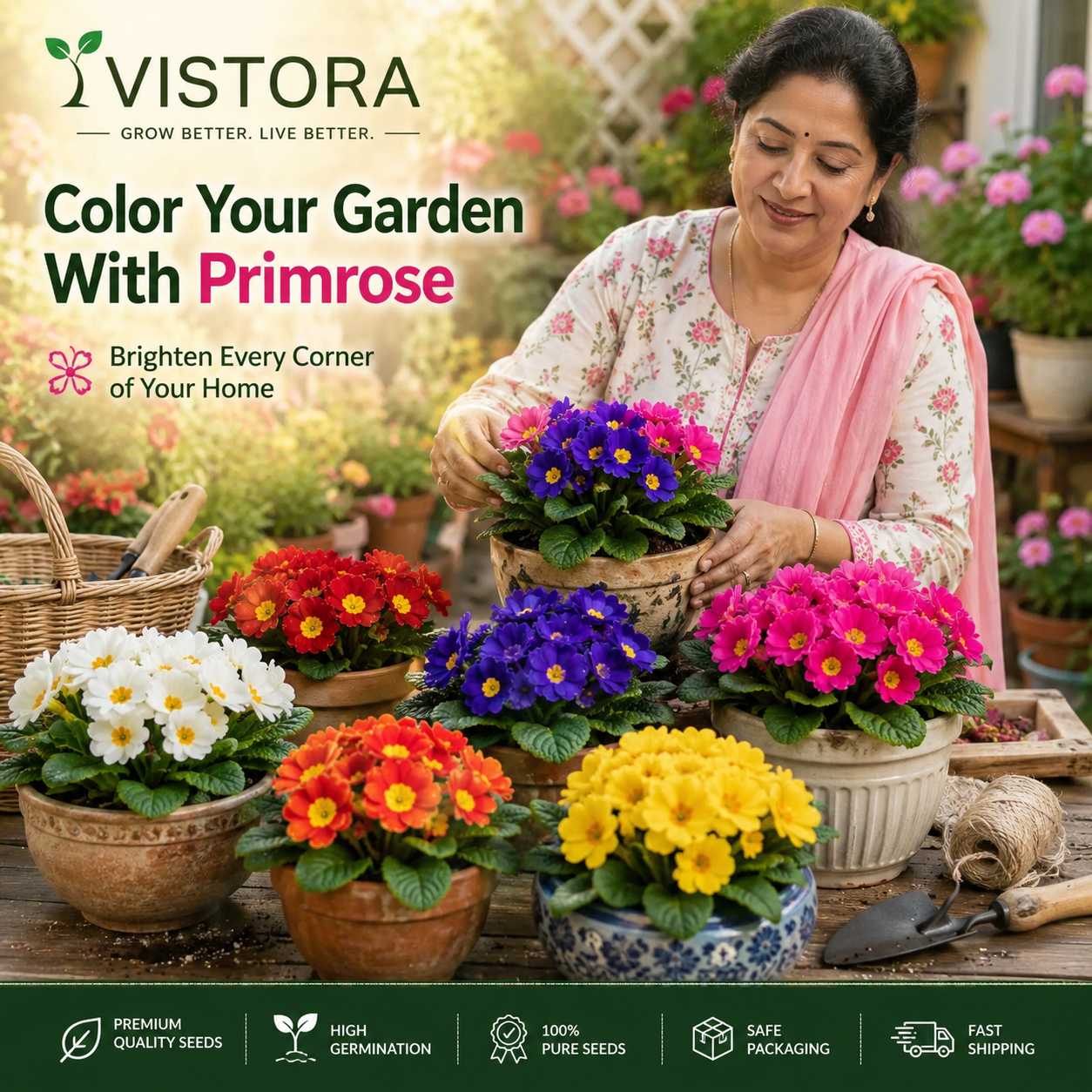 🌼Buy 1 Get 1 Free🌼 Premium Primrose Flower Seeds – Mixed Colors | FREE Gardening Gift Included 🎁