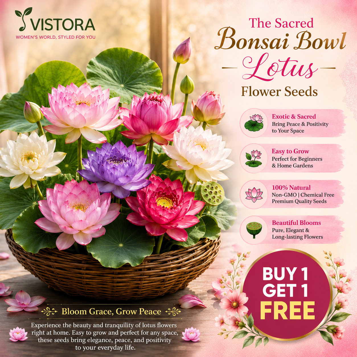 🌸【7 days germination】Last Day 50% OFF💐The Sacred Bonsai Bowl Lotus Flower Seeds | 💐Buy 1 Get 1 Free💐