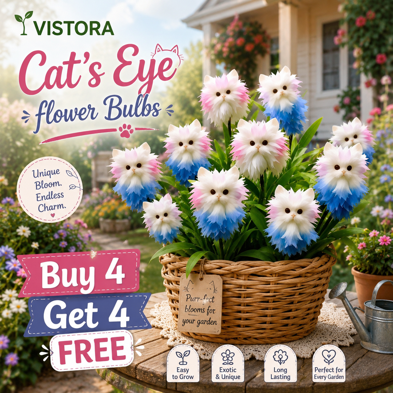 🐱Magical plants! Cat's eye dazzling series✨Cat’s Eye flower Bulbs🌸Buy 4 Get 4 Free🌸With Plant Growth Supplement