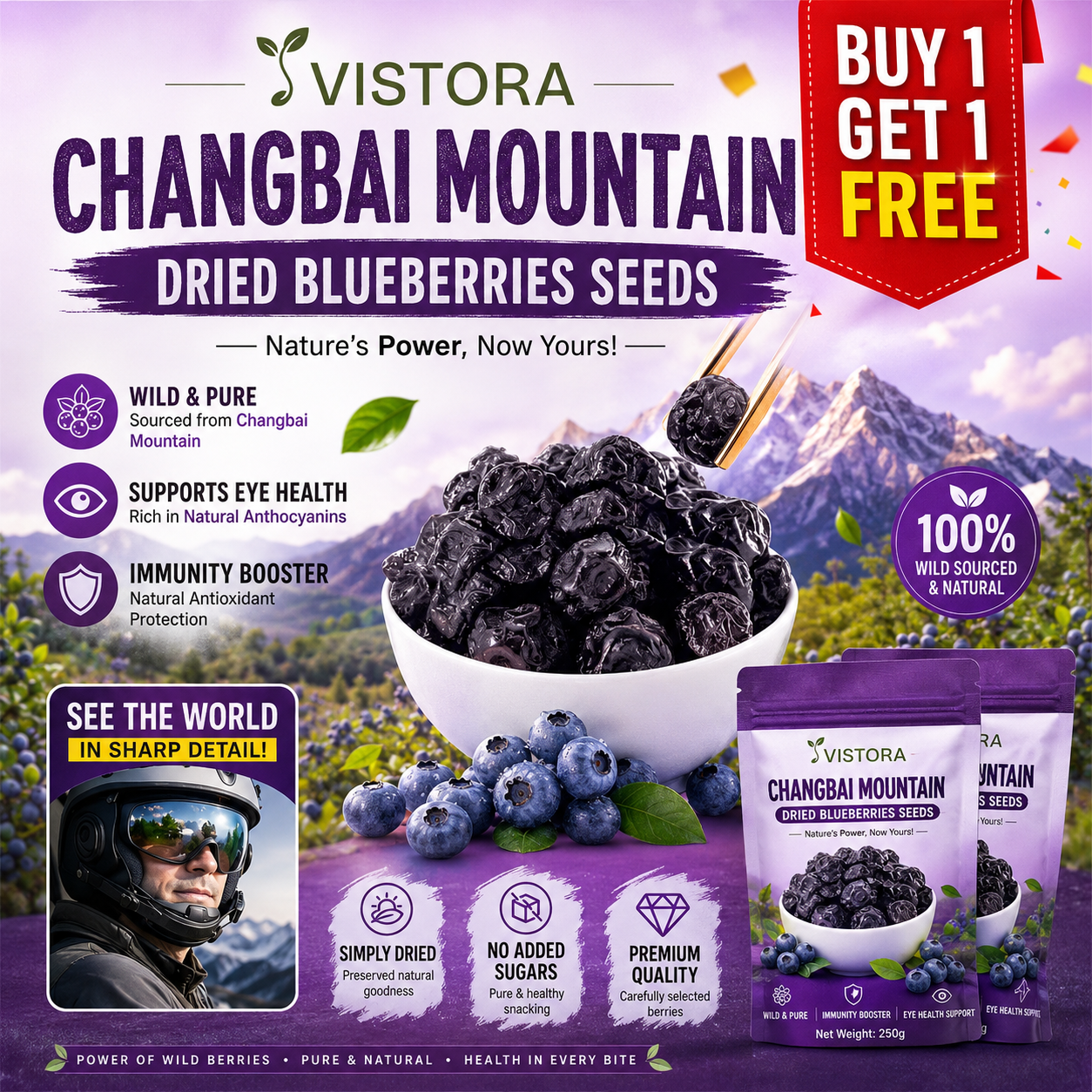 🔥Buy 1 Get 1 Free🔥[Anti-Cancer and Heart Protection] Changbai Mountain Dried Blueberries Seeds – With Plant Growth Supplement Free