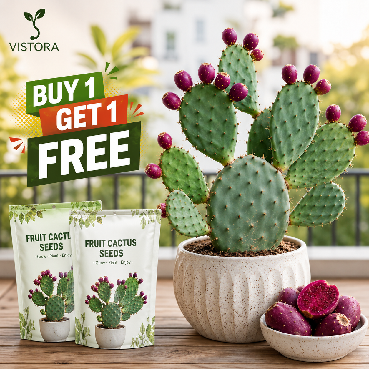 🔥Buy 1 Get 1 Free🔥🍈 Fruit Cactus Seeds 🍈 Edible, nutritious fruits 🌵Easy to grow & drought-tolerant ⚡Fast growth & low pest risk