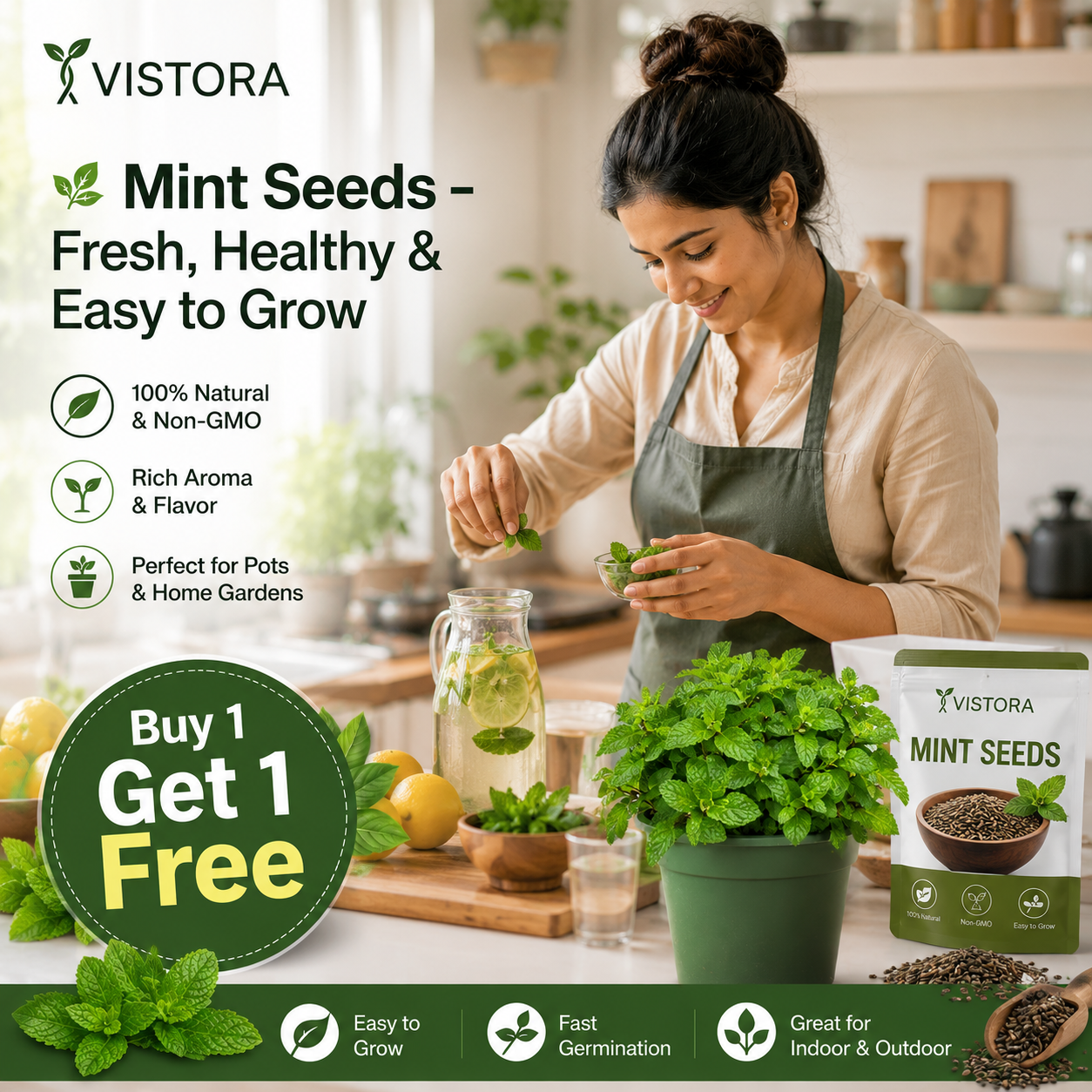 🌿 Mint Seeds – Fresh, Healthy & Easy to Grow | 🔥Buy 1 Get 1 Free🔥