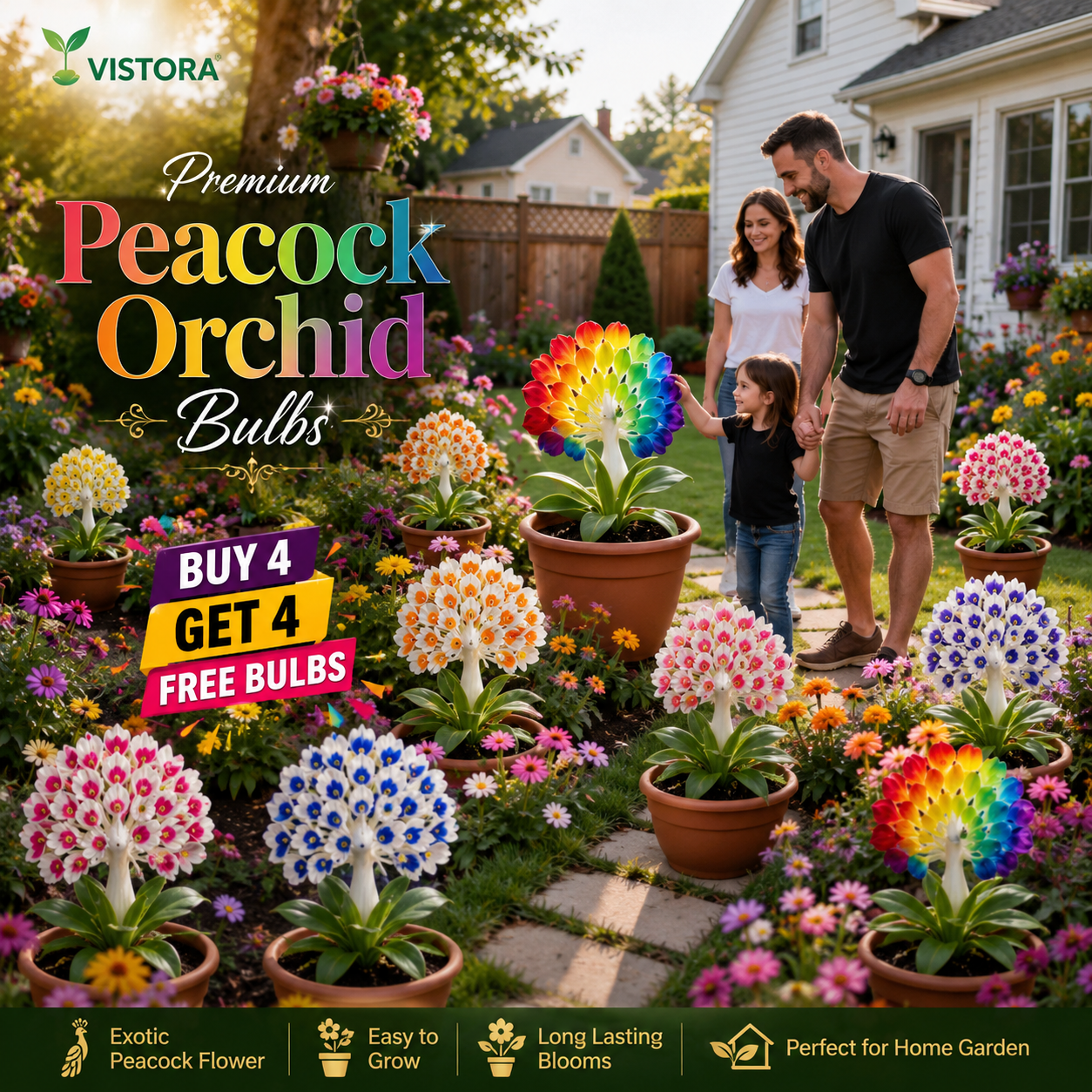 💠 “THE QUEEN OF FRAGRANT BLOOMS — PEACOCK ORCHID BULBS FOR PURE GARDEN LUXURY”🌸Buy 4 Get 4 Free Bulbs🌸
