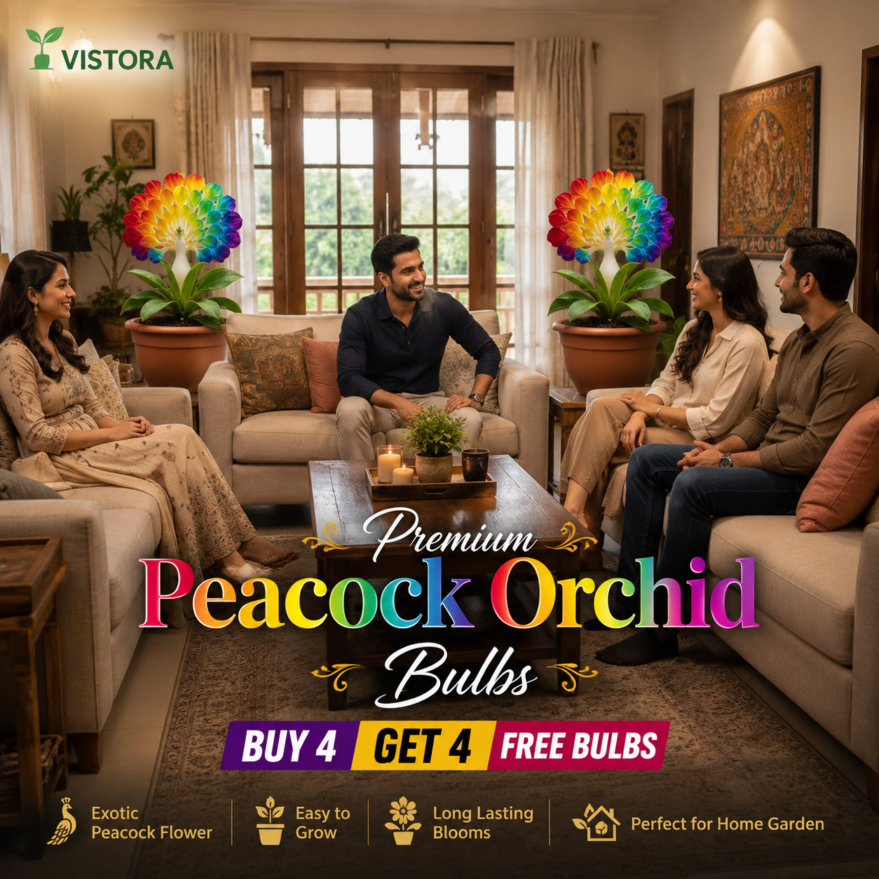 💠 “THE QUEEN OF FRAGRANT BLOOMS — PEACOCK ORCHID BULBS FOR PURE GARDEN LUXURY”🌸Buy 4 Get 4 Free Bulbs🌸