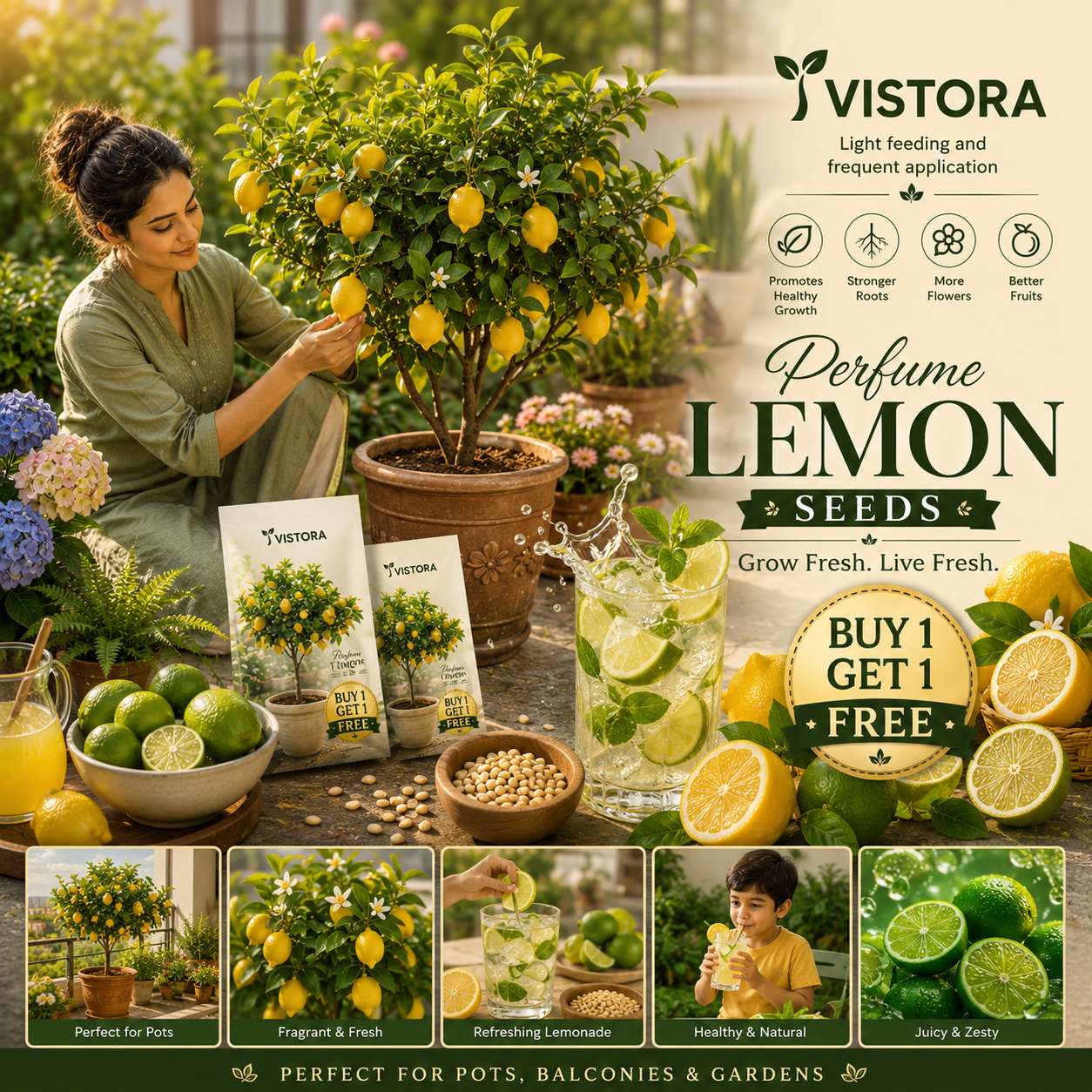 🍹 Perfume lemon seeds 🍋 High germination - bloom and bear fruit year-round 🍹 BUY 1 GET 1 FREE 🌿🏡