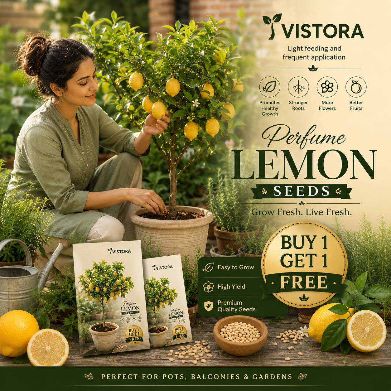 🍹 Perfume lemon seeds 🍋 High germination - bloom and bear fruit year-round 🍹 BUY 1 GET 1 FREE 🌿🏡