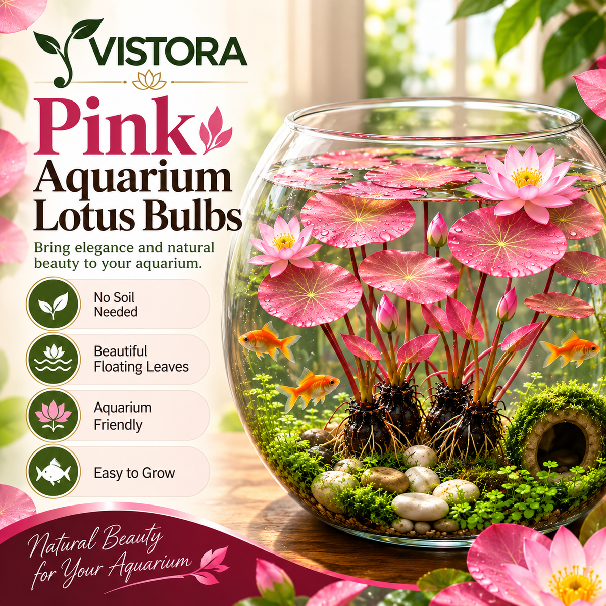 🐟 RED AQUARIUM LOTUS ROOTS BULBS🌿 TURN YOUR AQUARIUM INTO A LIVING GARDEN🌿✨ Buy 4 Get 4 Free Bulbs ✨