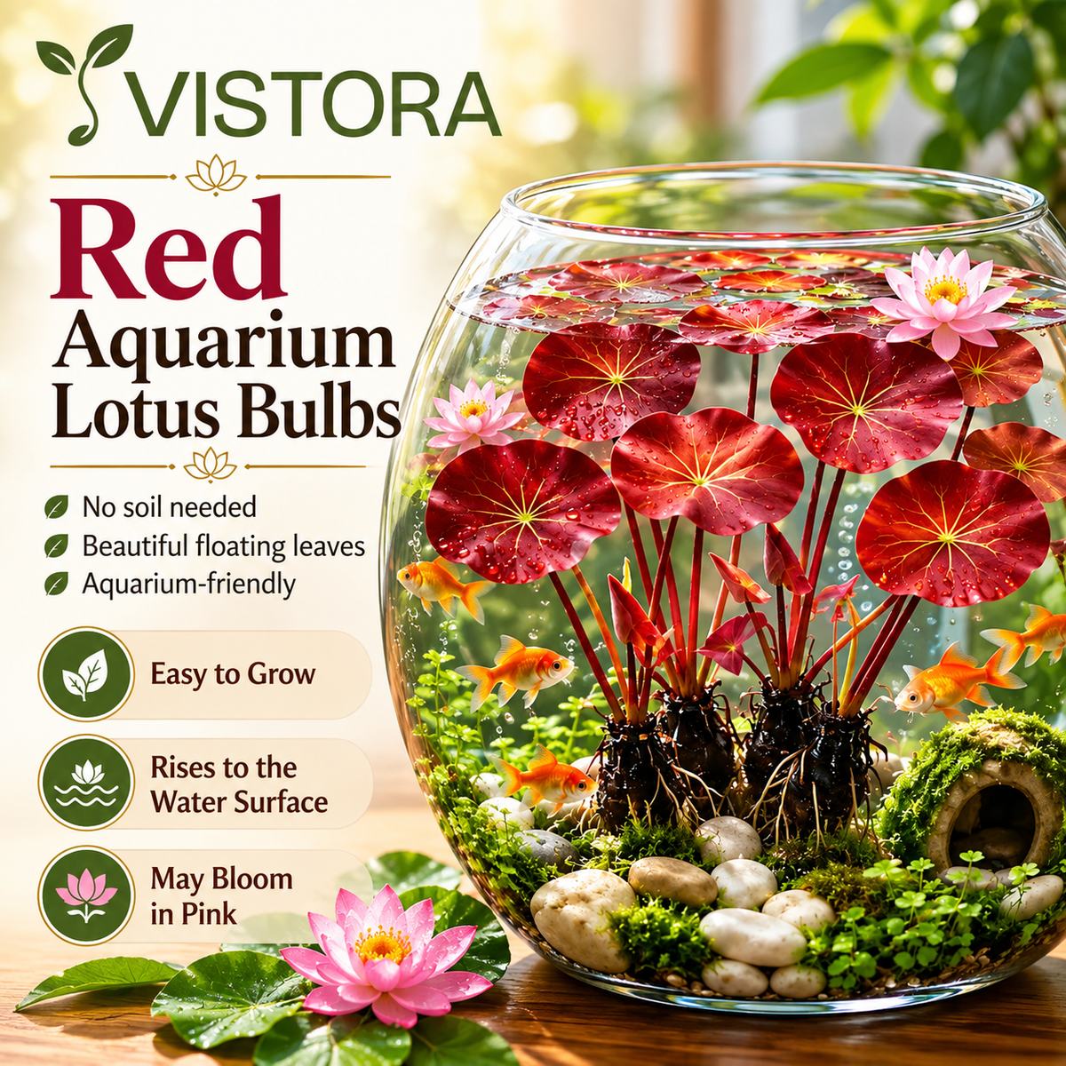 🐟 RED AQUARIUM LOTUS ROOTS BULBS🌿 TURN YOUR AQUARIUM INTO A LIVING GARDEN🌿✨ Buy 4 Get 4 Free Bulbs ✨