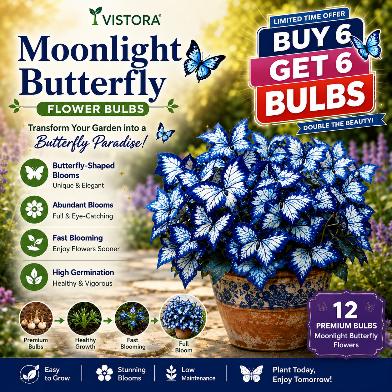 🦋 Whimsical Butterfly Shaped Flower Bulbs ✨ | 🌸 Buy 6 Get 6 Free Bulbs🌸