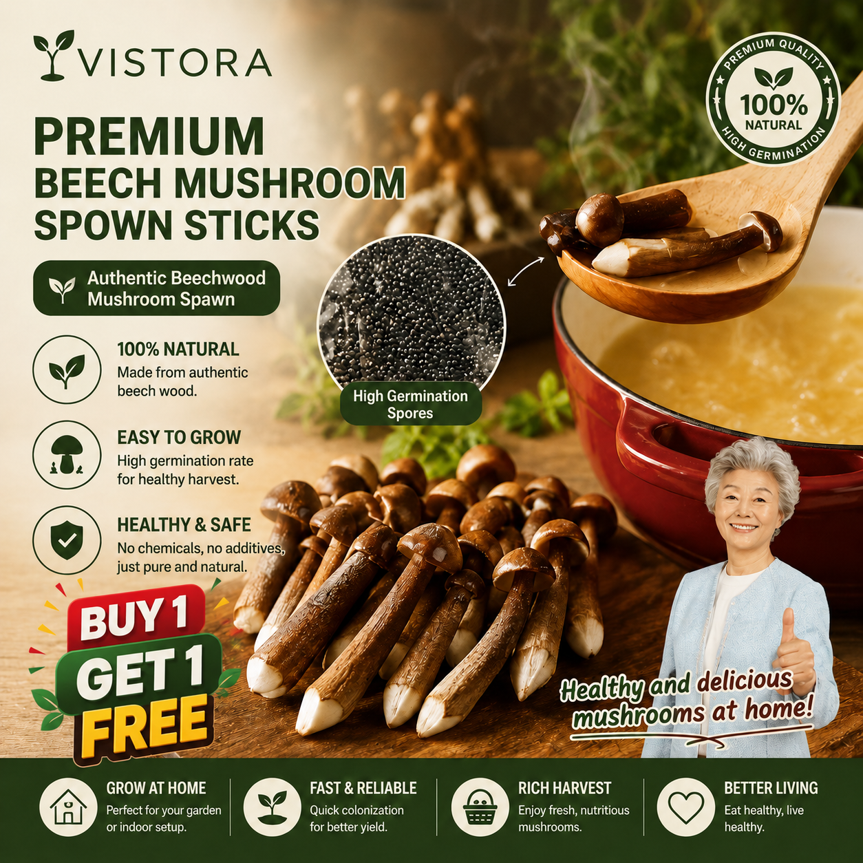 🥳2026 HOT SALE🥳💞50K+ SOLD!✨Premium Organic Mushroom Harvest Grow Kit Seeds – Buy 1 Get 1 Free Special Pack