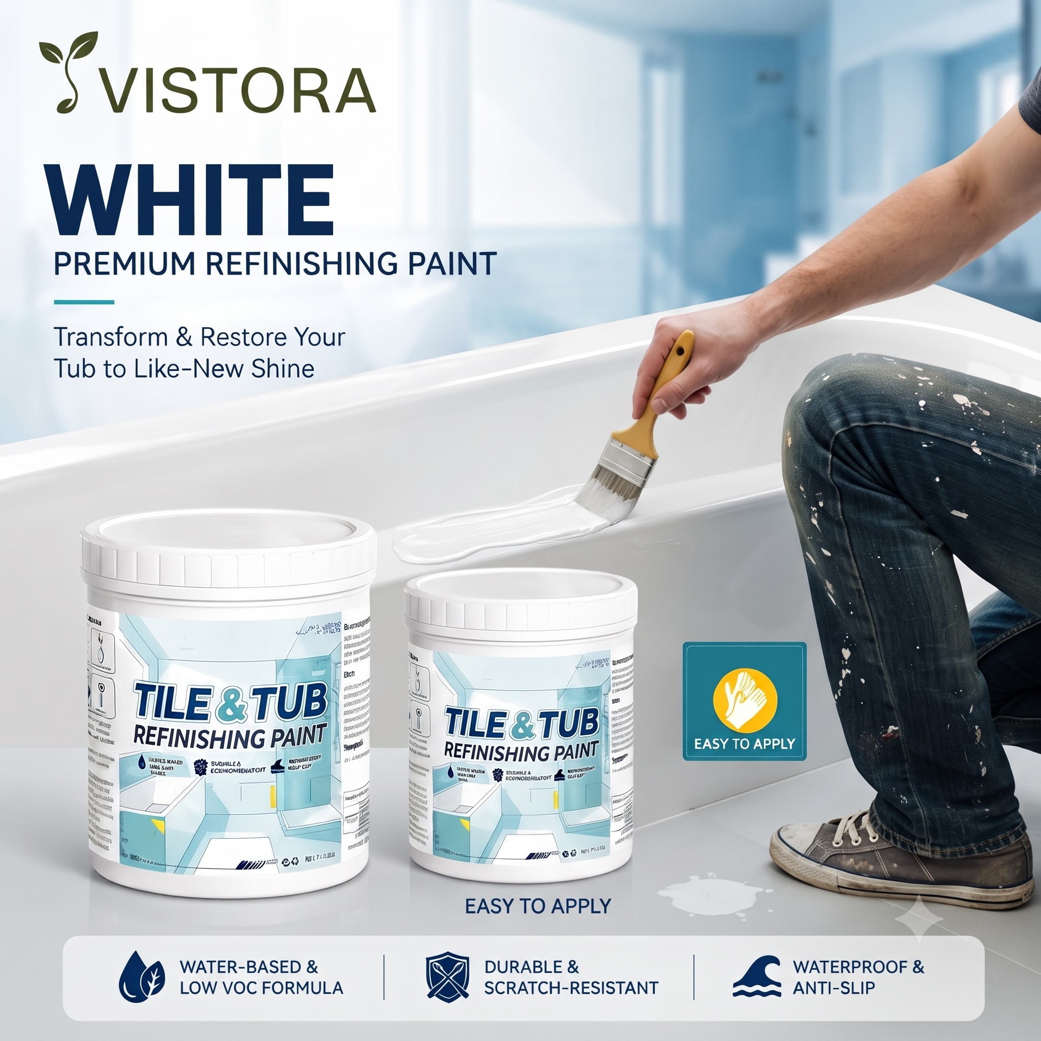 Tile & Tub Refinishing Paint Kit (Buy 1 Get 1 Free) + Free Brush 🔥