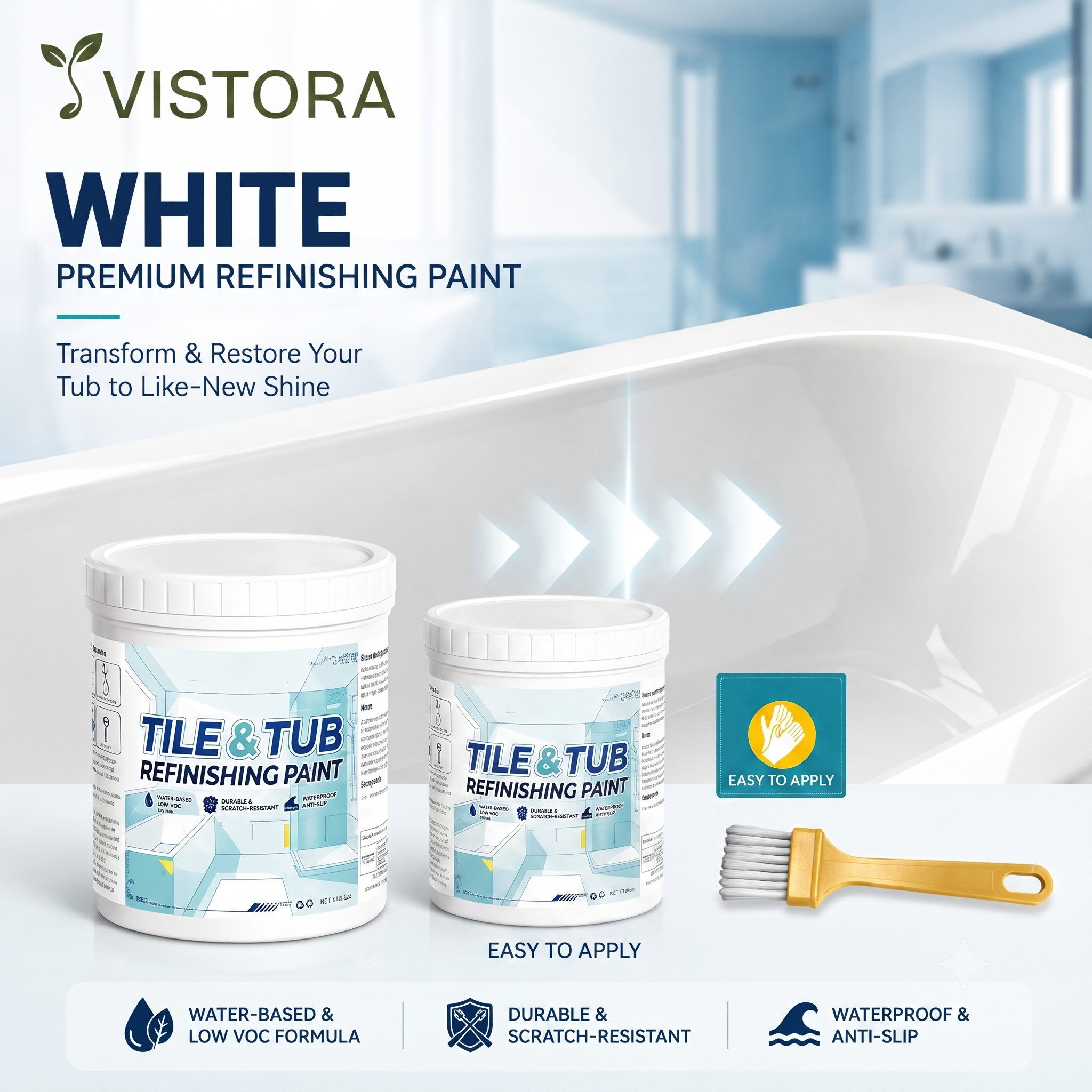 Tile & Tub Refinishing Paint Kit (Buy 1 Get 1 Free) + Free Brush 🔥
