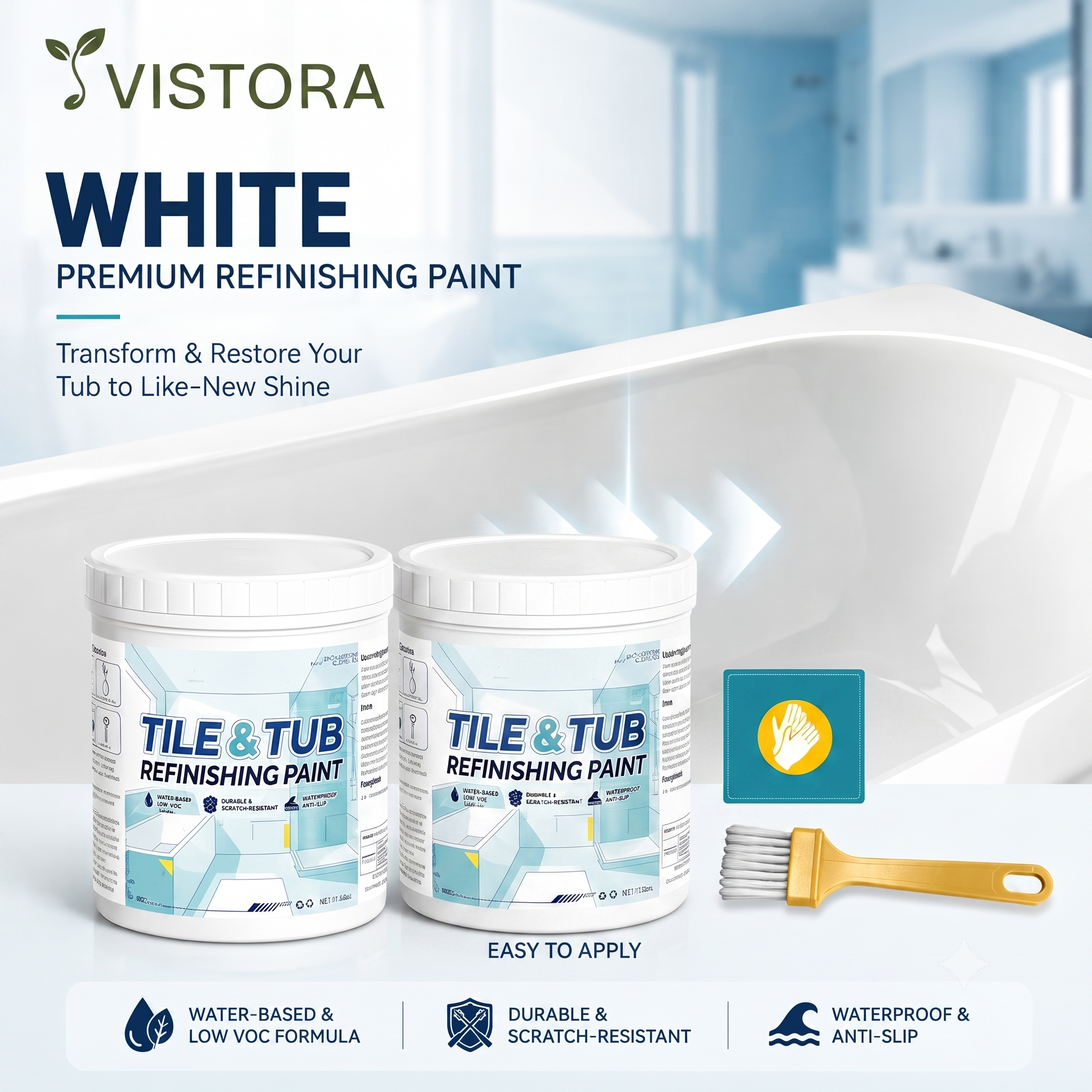 Tile & Tub Refinishing Paint Kit (Buy 1 Get 1 Free) + Free Brush 🔥