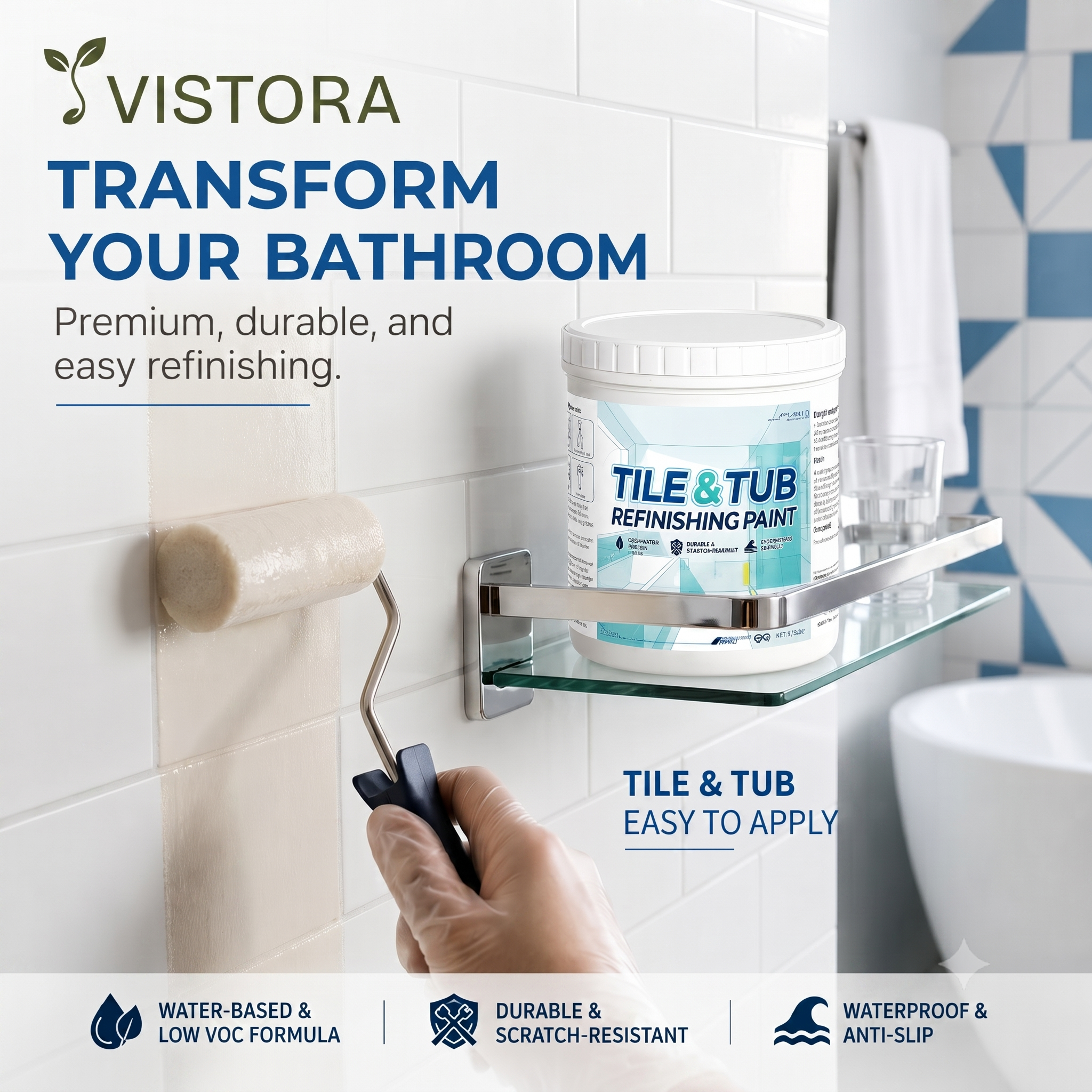 Tile & Tub Refinishing Paint Kit (Buy 1 Get 1 Free) + Free Brush 🔥