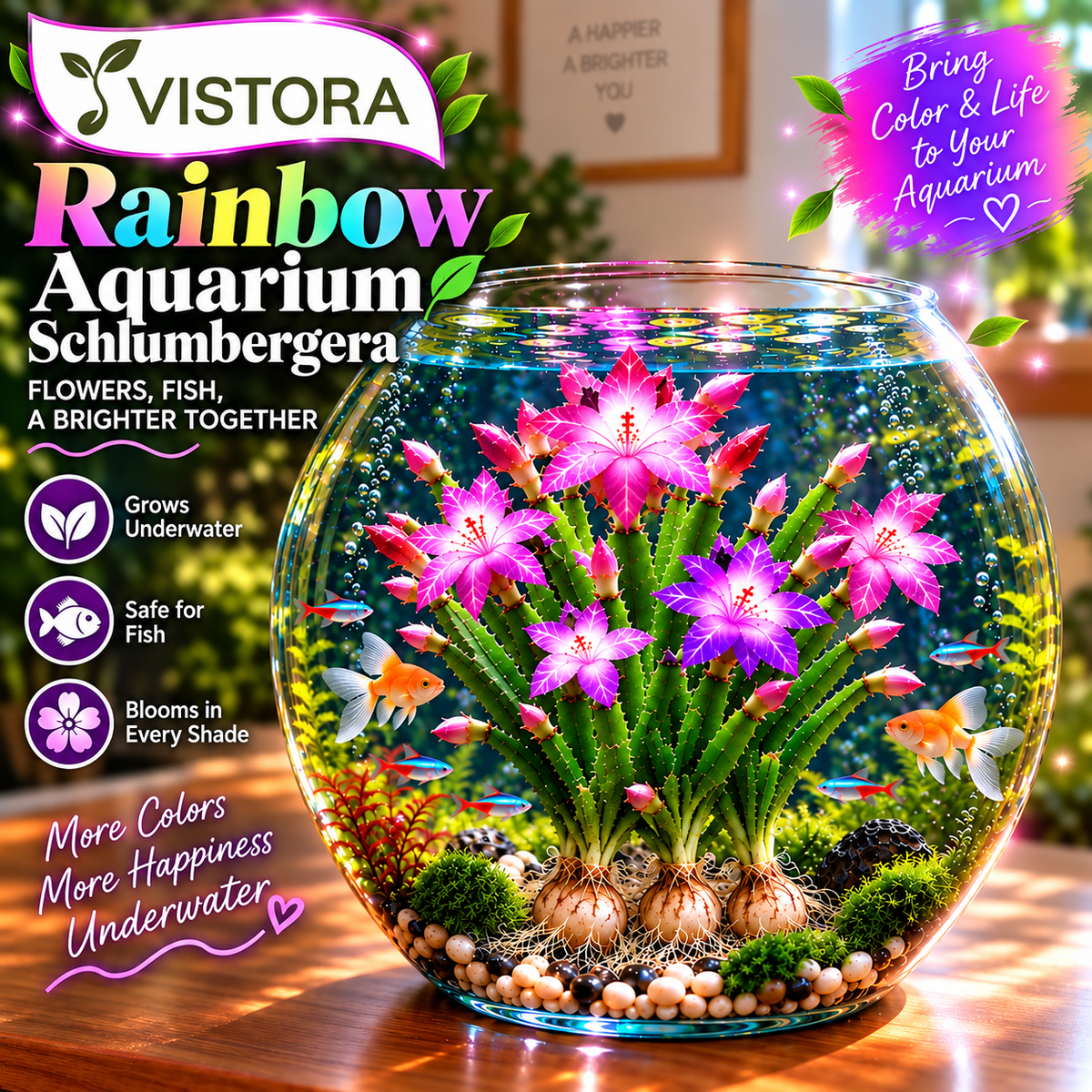 🦀 MIX COLORS RAINBOW AQUARIUM SCHLUMBERGERA – EASY-CARE BLOOMS IN EVERY SHADE FOR A COLORFUL AQUATIC DISPLAY 🌈🐠✨ Buy 4 Get 4 Free Bulbs ✨