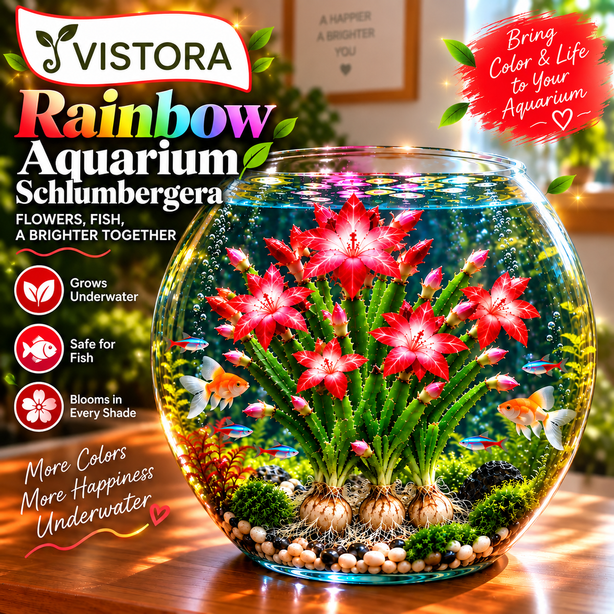 🦀 MIX COLORS RAINBOW AQUARIUM SCHLUMBERGERA – EASY-CARE BLOOMS IN EVERY SHADE FOR A COLORFUL AQUATIC DISPLAY 🌈🐠✨ Buy 4 Get 4 Free Bulbs ✨
