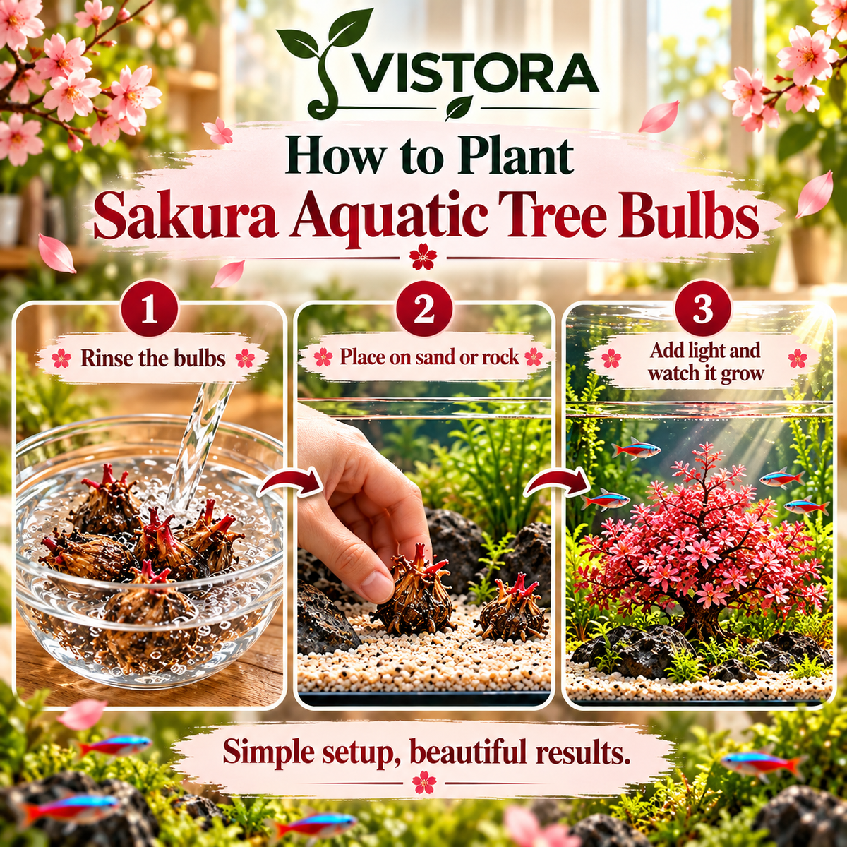 🔥 Crimson Sakura Aquatic Tree Bulbs – Grow a Fiery Underwater Mini Forest✨ Buy 4 Get 4 Free Bulbs ✨