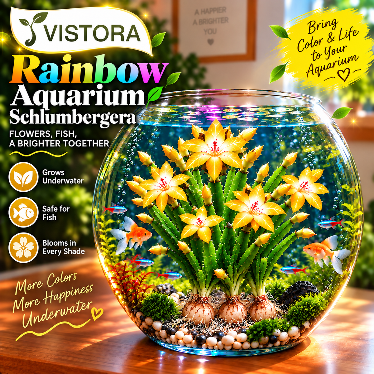 🦀 MIX COLORS RAINBOW AQUARIUM SCHLUMBERGERA – EASY-CARE BLOOMS IN EVERY SHADE FOR A COLORFUL AQUATIC DISPLAY 🌈🐠✨ Buy 4 Get 4 Free Bulbs ✨